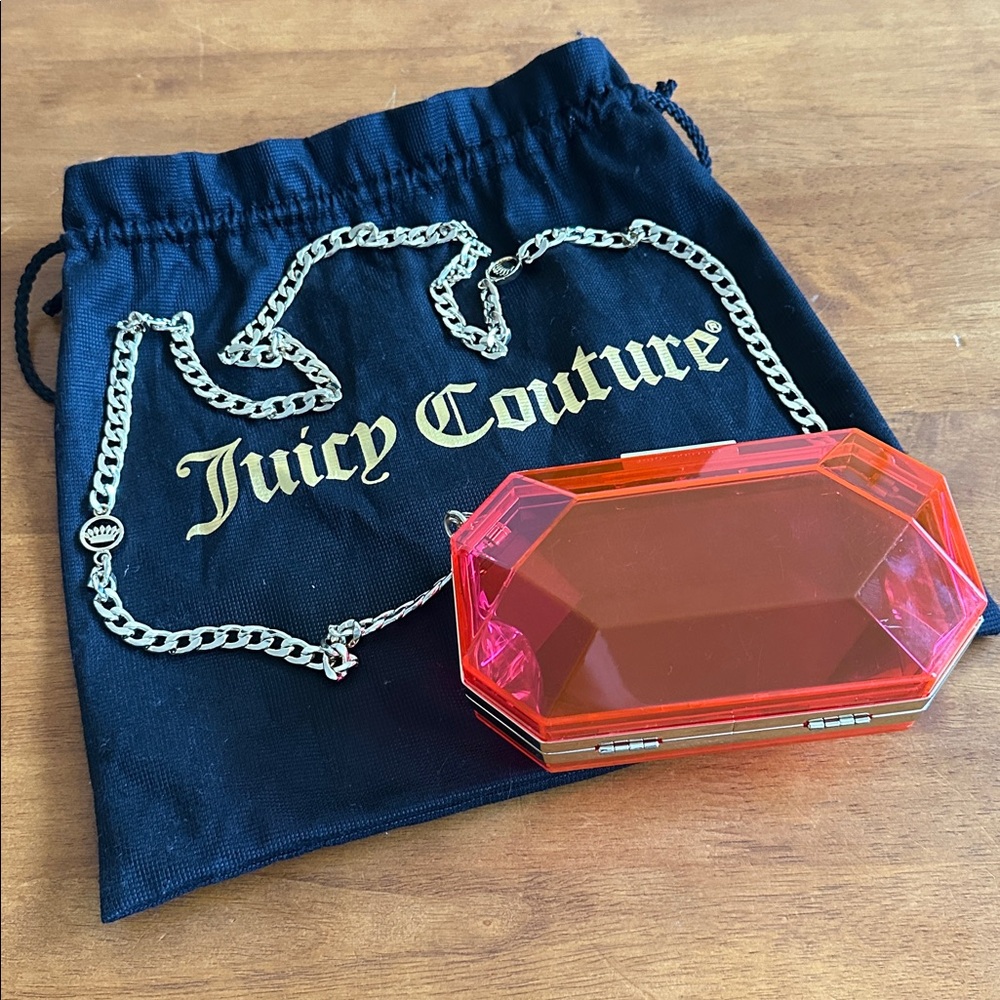 Juicy Couture Neon Red Gem Clear Shoulder Bag